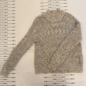 Calvin Klein Cream & Gray Marled Mock Neck Sweater
